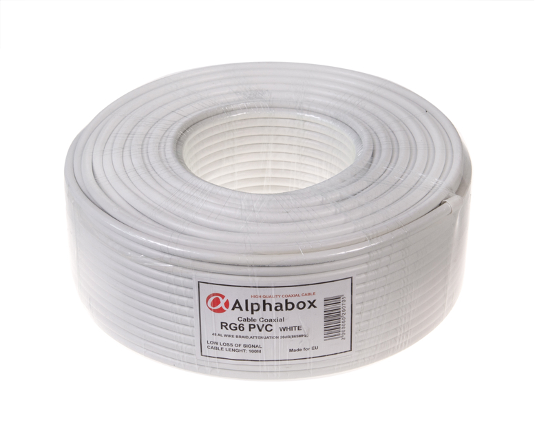 Кабель Alphabox RG-6 100m White