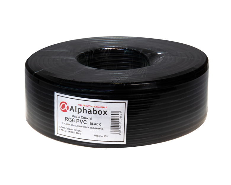 Кабель Alphabox RG-6 100m Black
