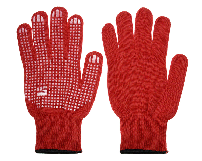 Перчатки х/б 2-слойные с ПВХ Точка 10 класс, 6 нитий, красные, L, 10/200