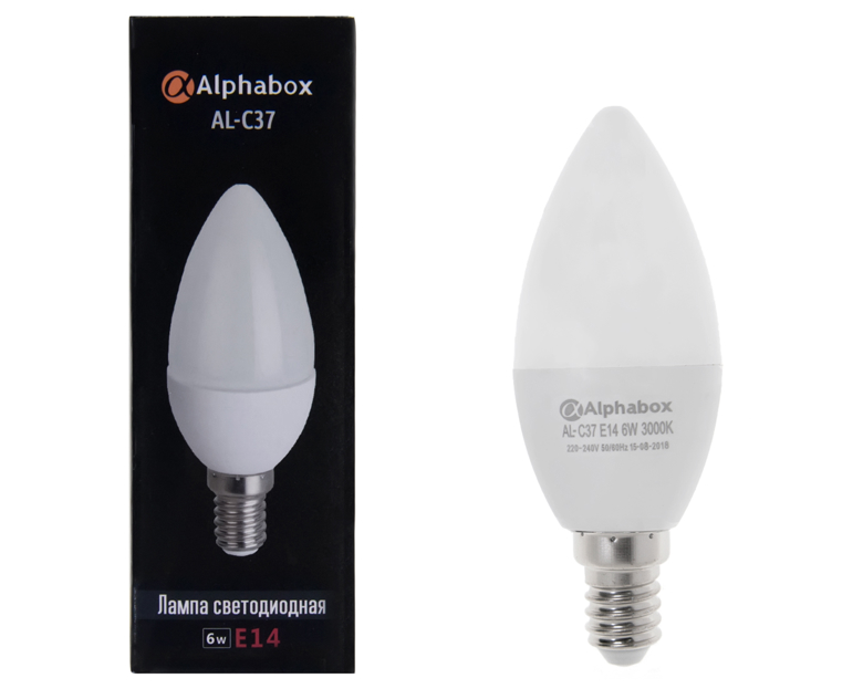 Лампа светодиодная Alphabox AL-C37 E14 6W 3000K