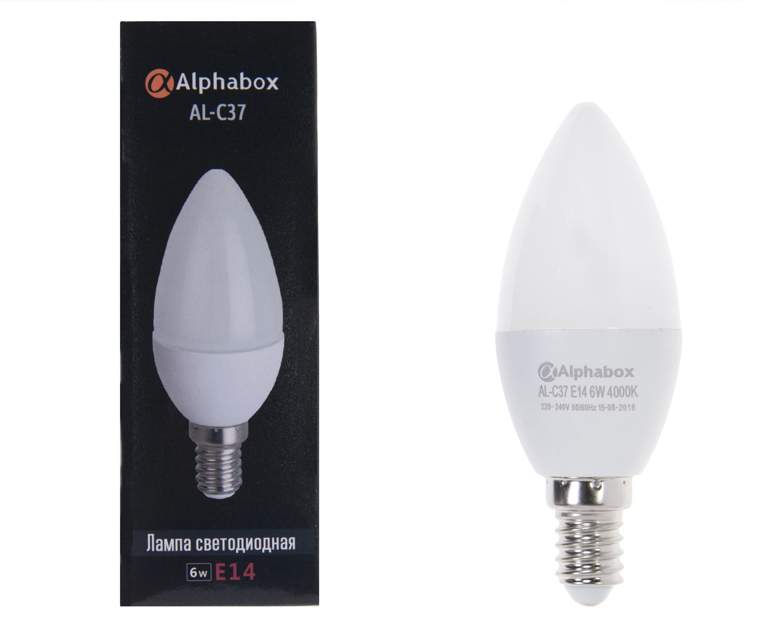 Лампа светодиодная Alphabox AL-C37 E14 6W 4000K
