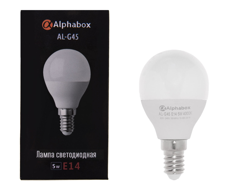 Лампа светодиодная Alphabox AL-G45 E14 5W 4000K