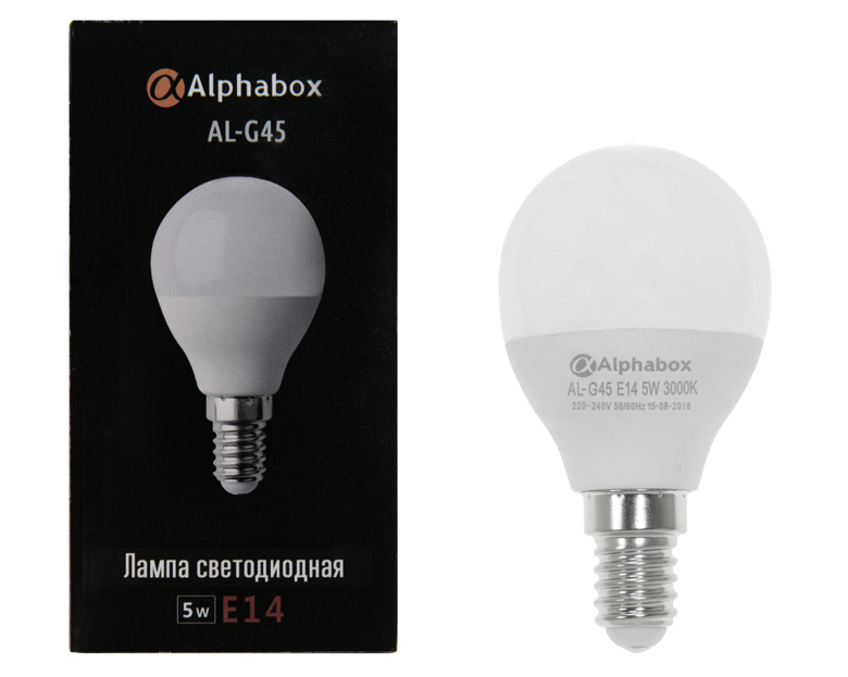 Лампа светодиодная Alphabox AL-G45 E14 5W 3000K