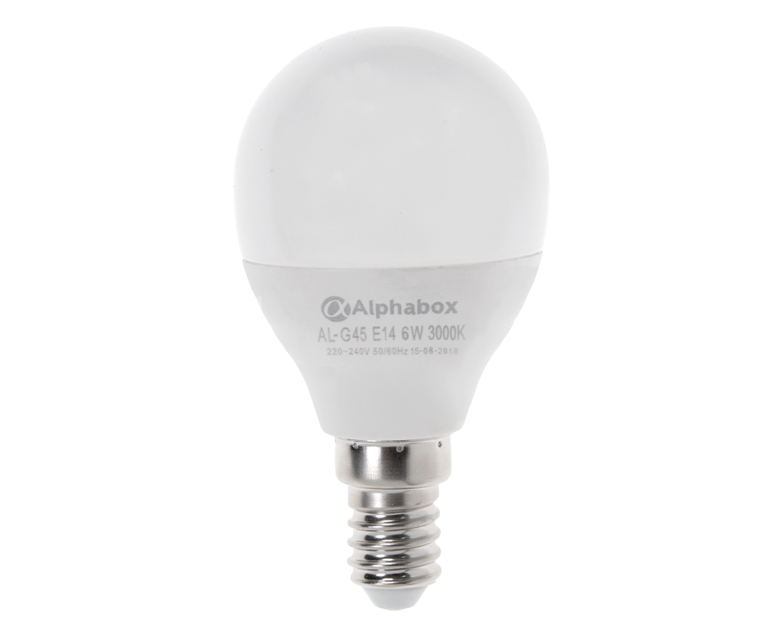Лампа светодиодная Alphabox AL-G45 E14 6W 3000K
