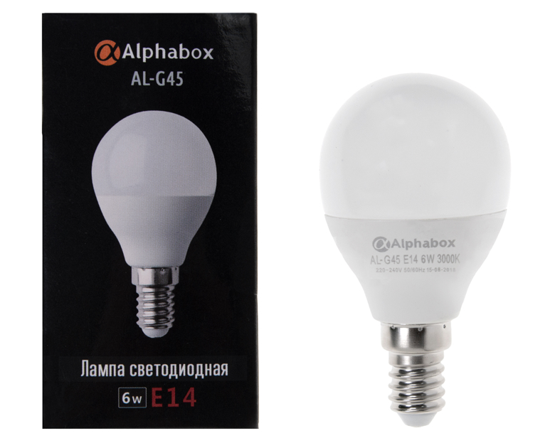 Лампа светодиодная Alphabox AL-G45 E14 6W 3000K