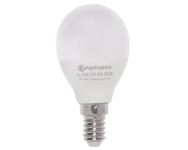 Лампа светодиодная Alphabox AL-G45 E14 6W 4000K