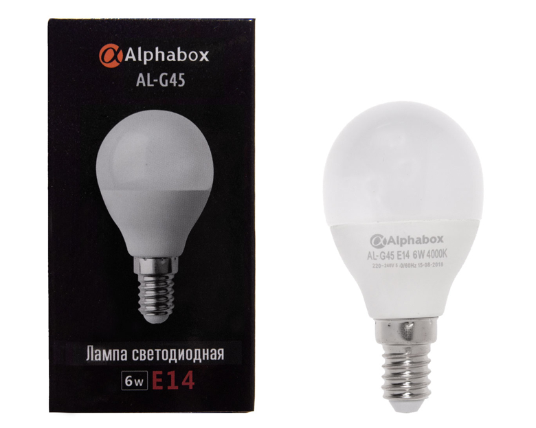 Лампа светодиодная Alphabox AL-G45 E14 6W 4000K
