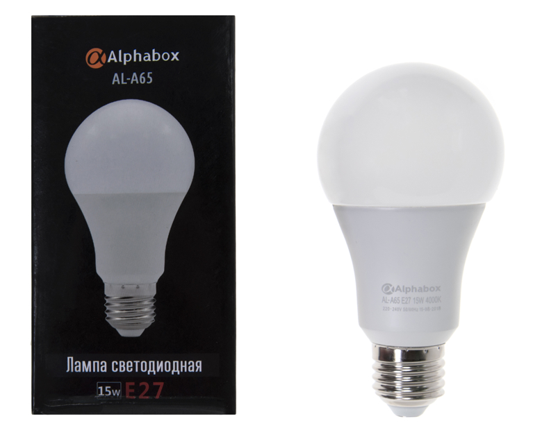 Лампа светодиодная Alphabox AL-A65 E27 15W 4000K