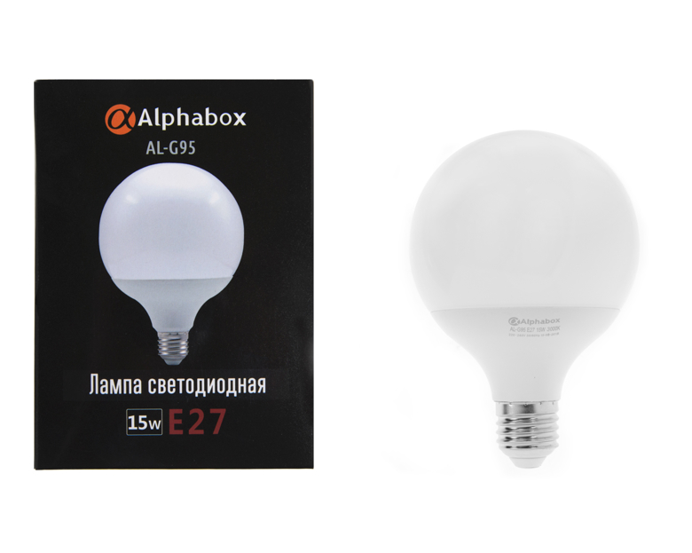 Лампа светодиодная Alphabox AL-G95 E27 15W 3000K