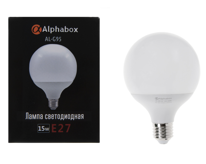 Лампа светодиодная Alphabox AL-G95 E27 15W 4000K