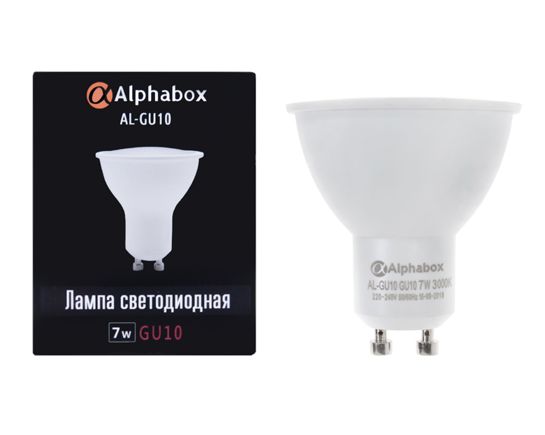 Лампа светодиодная Alphabox AL-GU10 7W 3000K