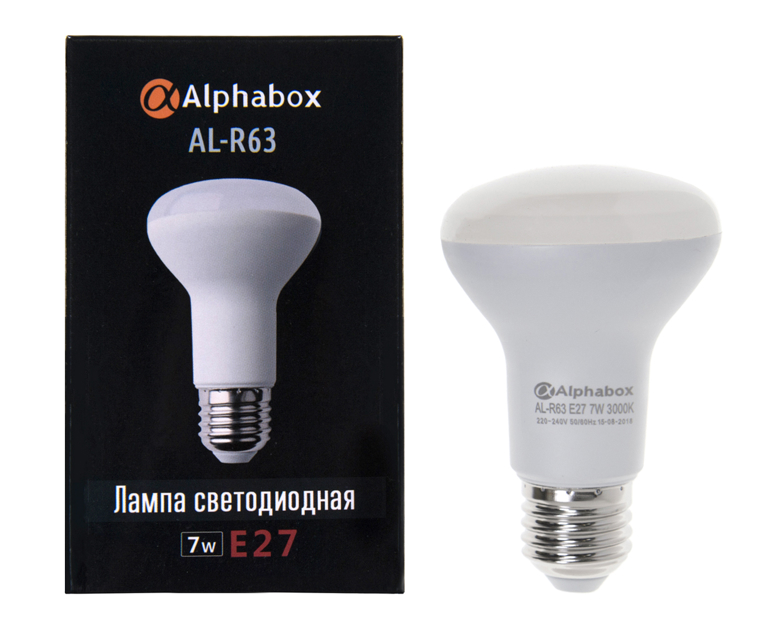 Лампа светодиодная Alphabox AL-R63 E27 7W 3000K
