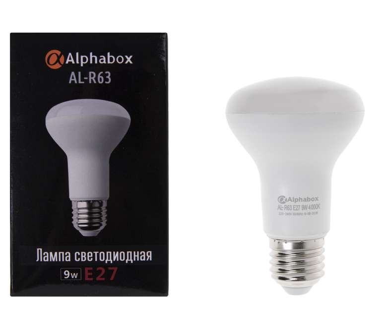 Лампа светодиодная Alphabox AL-R63 E27 9W 4000K