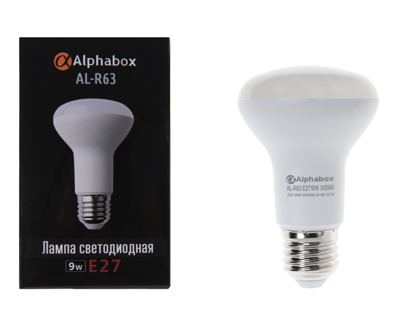 Лампа светодиодная Alphabox AL-R63 E27 9W 3000K