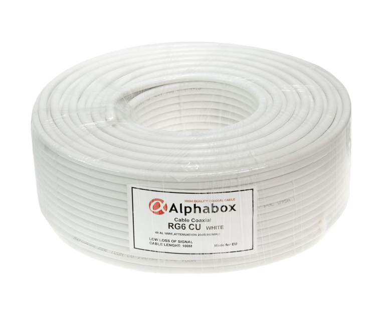 Кабель Alphabox RG-6 CU/AL 100m Белый