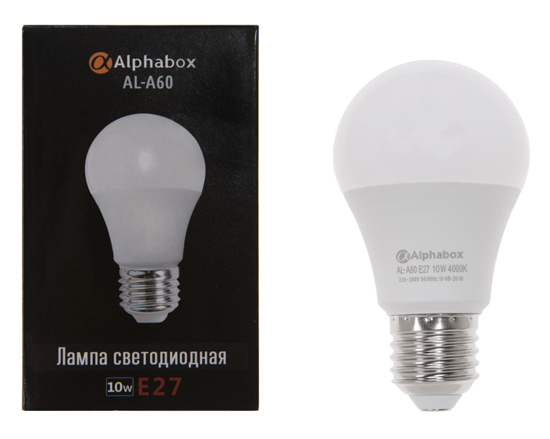 Лампа светодиодная Alphabox AL-A60 E27 10W 4000K