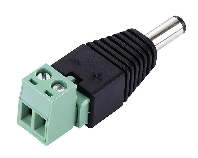 Коннектор DC штекер 2.1×5.5mm с клеммами зеленый