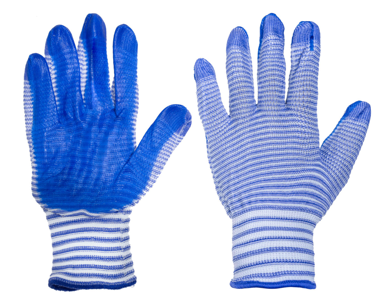 Перчатки нейлоновые с нитриловым покрытием синие