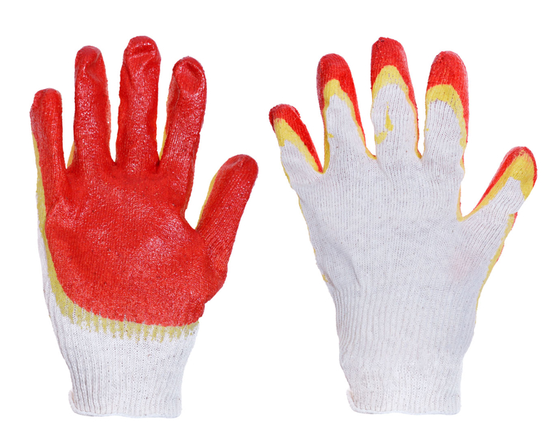 Перчатки х/б с двойным латексным покрытием (красный) СВС