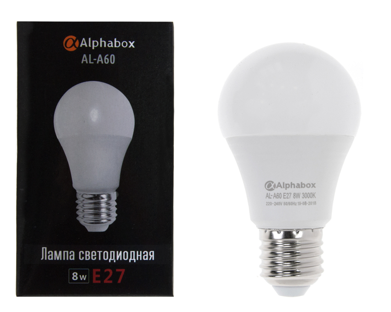 Лампа светодиодная Alphabox AL-A60 E27 8W 3000K