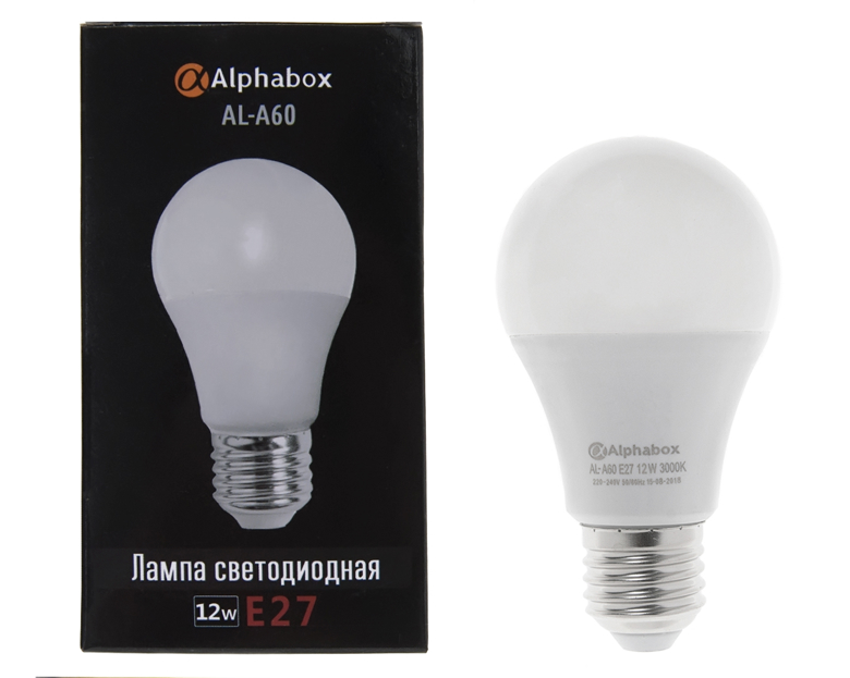 Лампа светодиодная Alphabox AL-A60 E27 12W 3000K