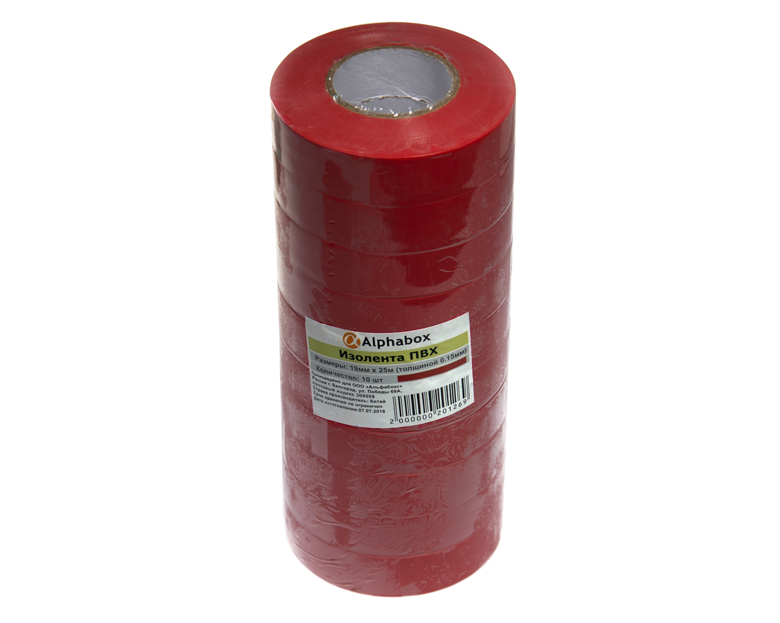 Изолента Alphabox 0.13mmx19mmx25m красная