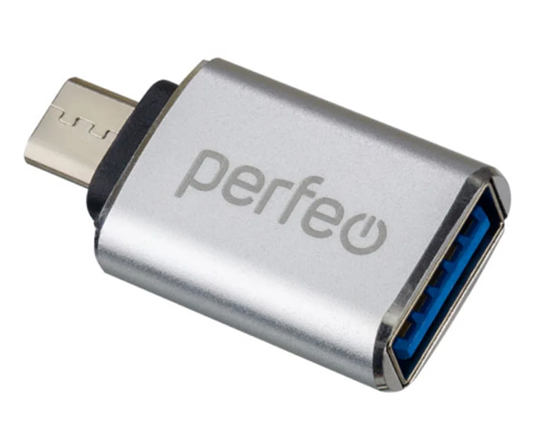 Переходник Perfeo USB 3.0/Micro USB  (M) OTG серый
