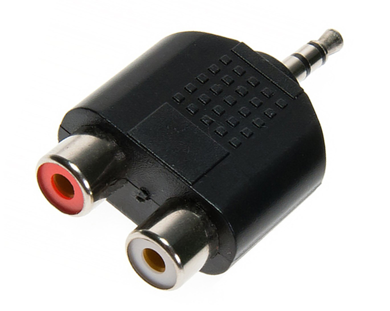 Переходник стерео 3.5мм на 2 RCA гнезда красного и белого цвета