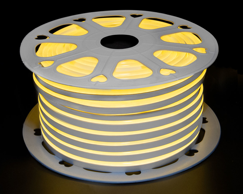 Лента LED неоновая желтая 8*16mm/220v (WW)