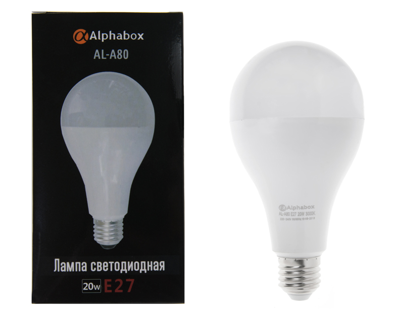 Лампа светодиодная Alphabox AL-A80 E27 20W 3000K