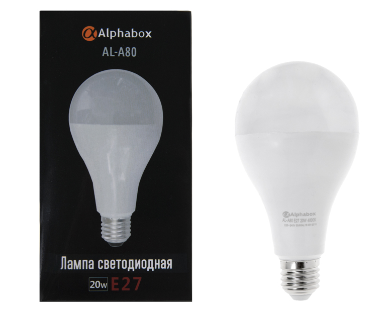 Лампа светодиодная Alphabox AL-A80 E27 20W 4000K