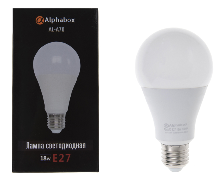 Лампа светодиодная Alphabox AL-A70 E27 18W 3000K