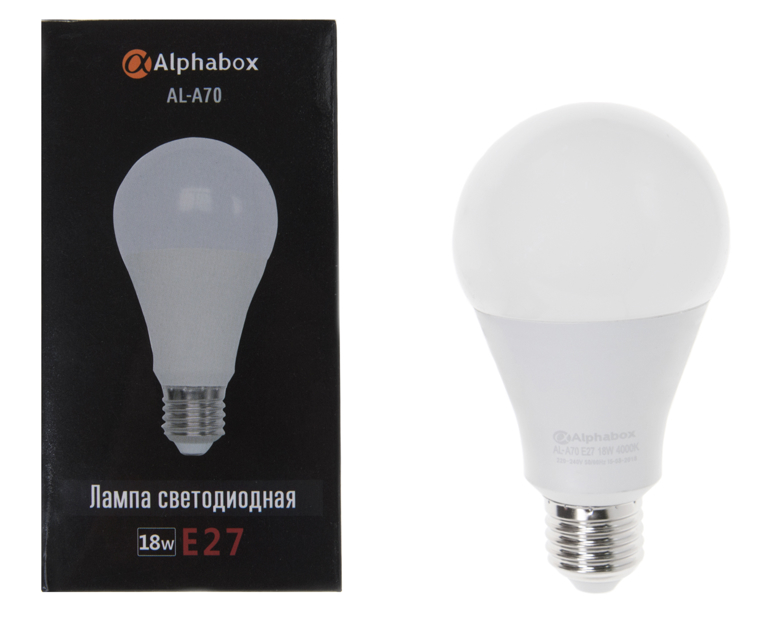 Лампа светодиодная Alphabox AL-A70 E27 18W 4000K