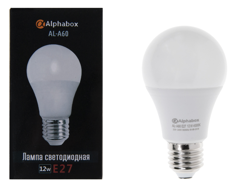 Лампа светодиодная Alphabox AL-A60 E27 12W 4000K