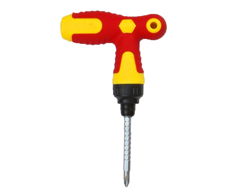 Отвертка перевертыш Т-обр PH2+SL5 с фиксатором и трещеткой