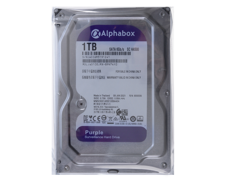 Жесткий диск Alphabox Purple 1T, 3.5'', SATAIII, 6Gb/s, 64MB, 5400об/мин
