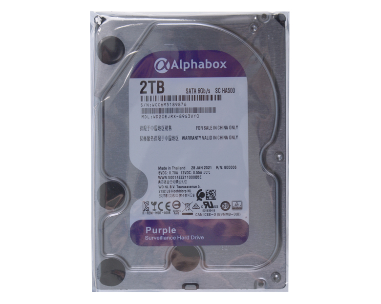 Жесткий диск Alphabox Purple 2T, 3.5'', SATAIII, 6Gb/s, 64MB, 5400об/мин