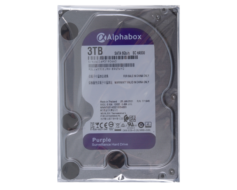 Жесткий диск Alphabox Purple 3T, 3.5'', SATAIII, 6Gb/s, 64MB, 5400об/мин